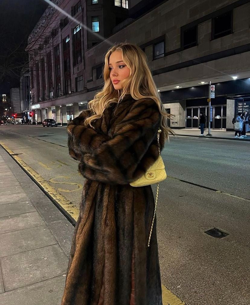 Women's Faux Fur Maxi Coat with Floor-Length Silhouette - 7