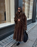 Women's Faux Fur Maxi Coat with Floor-Length Silhouette - 5