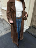 Women's Oversized Trench Coat with Belt and Double-Breasted Front - 4