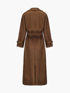 Women's Oversized Trench Coat with Belt and Double-Breasted Front - 3