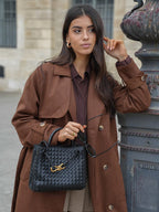 Women's Oversized Trench Coat with Belt and Double-Breasted Front - 9