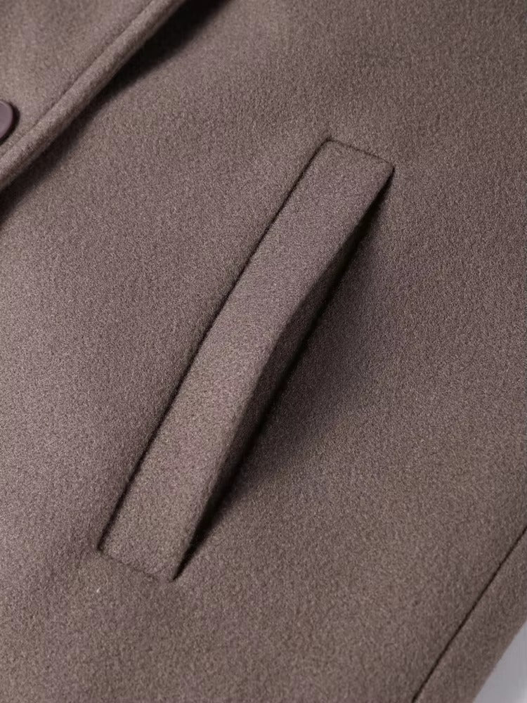 Women's Oversized Maxi Coat with Notched Lapel and Long Sleeves - 13