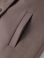 Women's Oversized Maxi Coat with Notched Lapel and Long Sleeves - 13