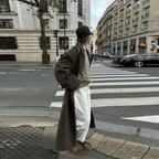 Women's Oversized Maxi Coat with Notched Lapel and Long Sleeves - 3