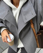 Women's Short Jacket with Stand Collar and Structured Cut - 3