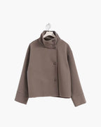 Women's Short Jacket with Stand Collar and Structured Cut - 11
