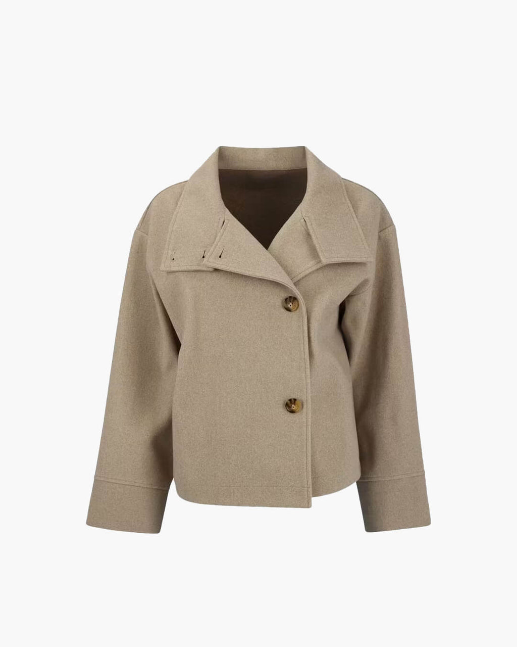 Women's Short Jacket with Stand Collar and Structured Cut - 12