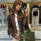 Women's Fringe Jacket with Button Front and Long Sleeves - 5