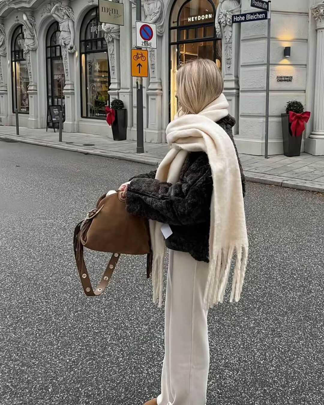 Women's Fringed Winter Scarf Oversized Wrap - 21