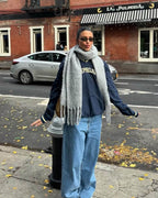 Women's Fringed Winter Scarf Oversized Wrap - 13
