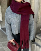 Women's Fringed Winter Scarf Oversized Wrap - 16