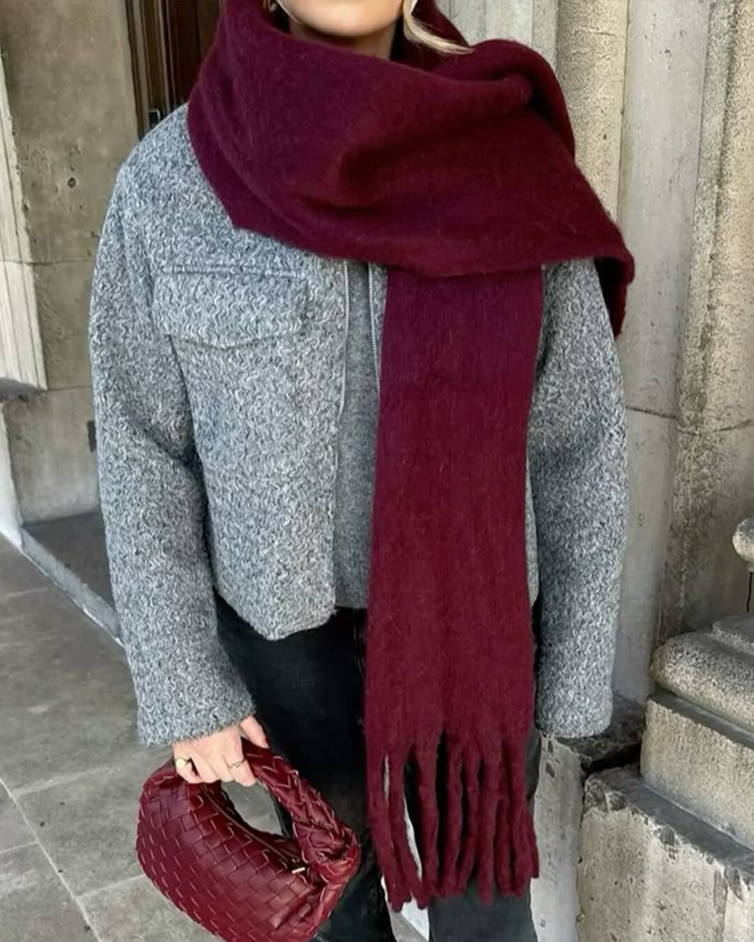 Women's Fringed Winter Scarf Oversized Wrap - 16