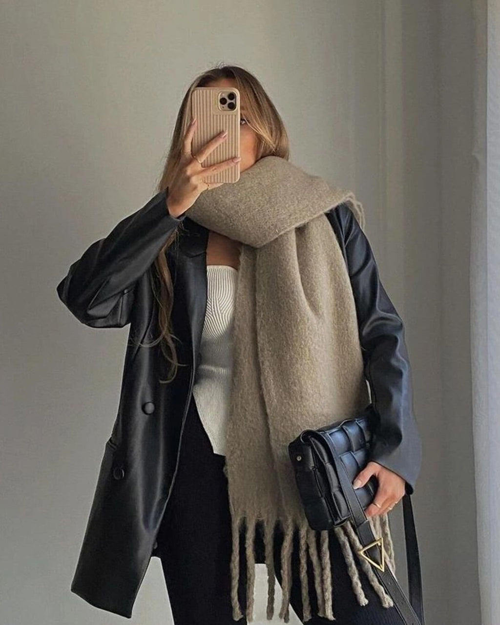 Women's Fringed Winter Scarf Oversized Wrap - 20