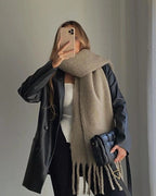 Women's Fringed Winter Scarf Oversized Wrap - 20
