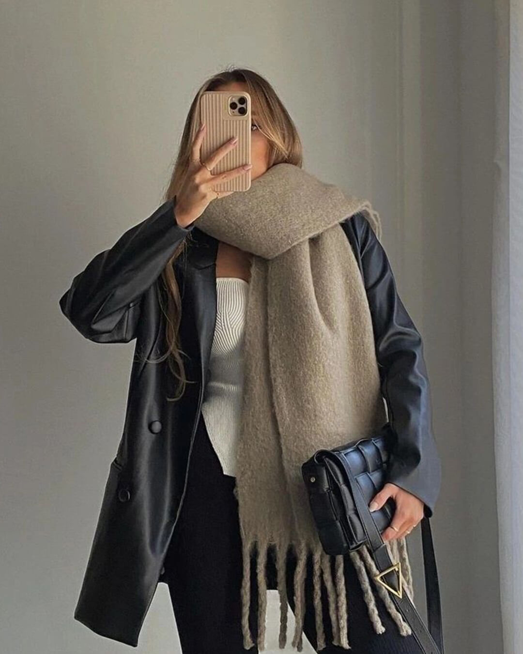Women's Fringed Winter Scarf Oversized Wrap - 20