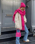 Women's Fringed Winter Scarf Oversized Wrap - 17