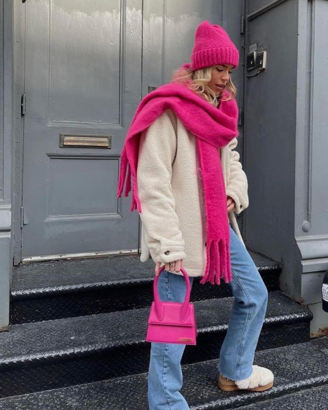 Women's Fringed Winter Scarf Oversized Wrap - 17