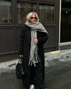 Women's Fringed Winter Scarf Oversized Wrap - 15