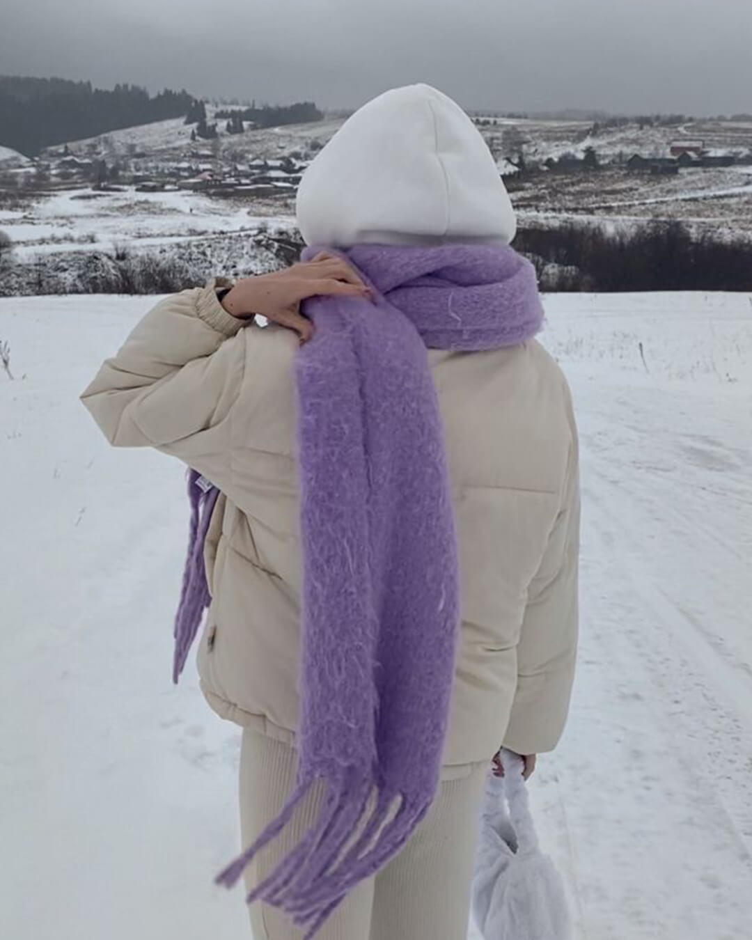 Women's Fringed Winter Scarf Oversized Wrap - 18