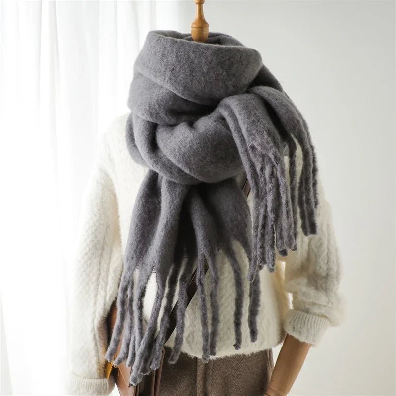 Women's Fringed Winter Scarf Oversized Wrap - 25