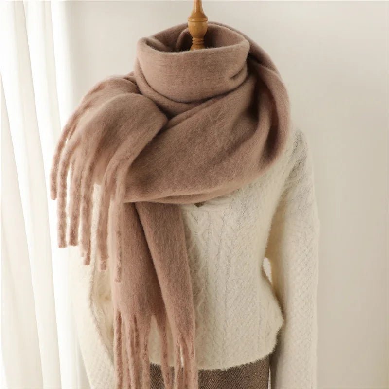 Women's Fringed Winter Scarf Oversized Wrap - 23