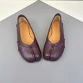 Women's Split Toe Mules with Sculptural Silhouette - Burgundy
