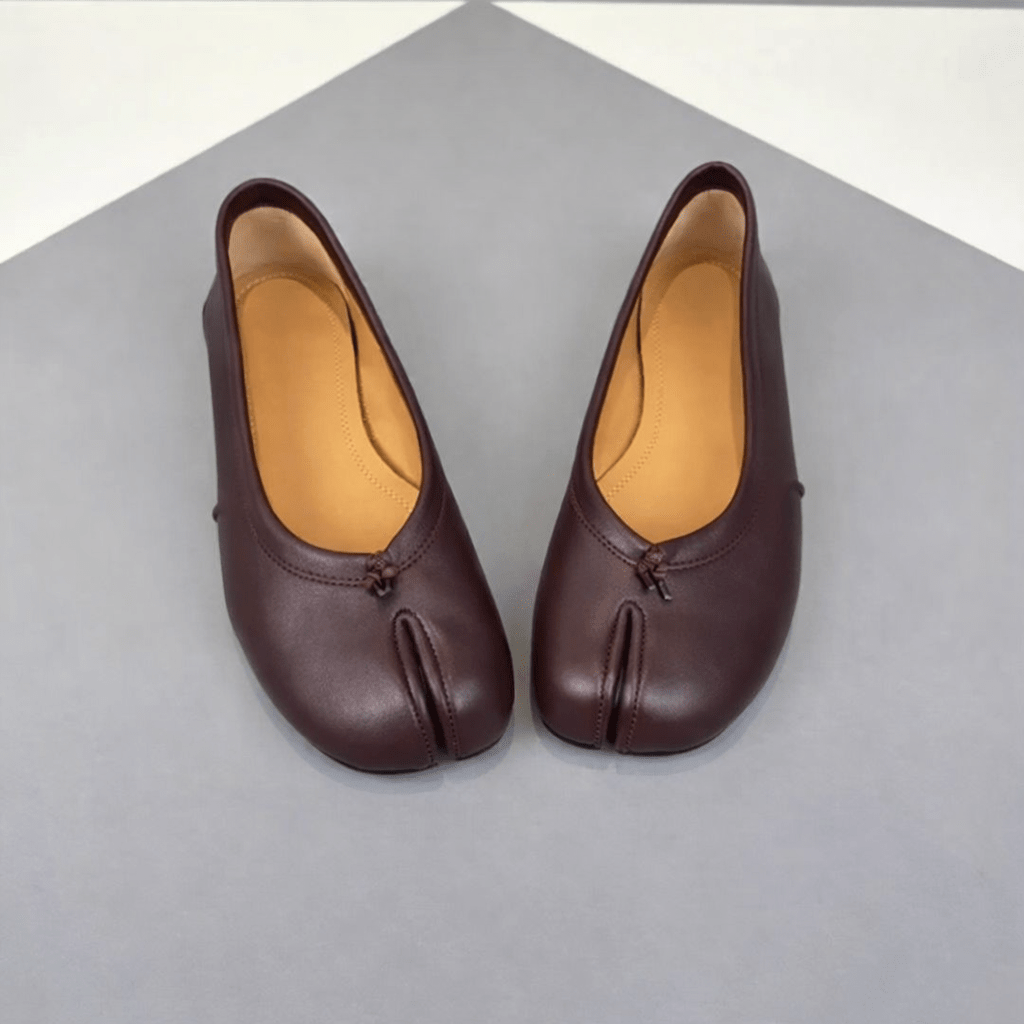 Women's Split-Toe Flats with Cushioned Footbed - Wine