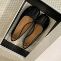 Women's Split Toe Ballet Flats with Bow Detail - Black