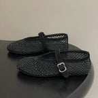 Women's Mesh Ballet Flats with Sparkling Embellishment - 4