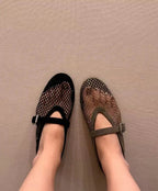 Women's Mesh Ballet Flats with Sparkling Embellishment - 15