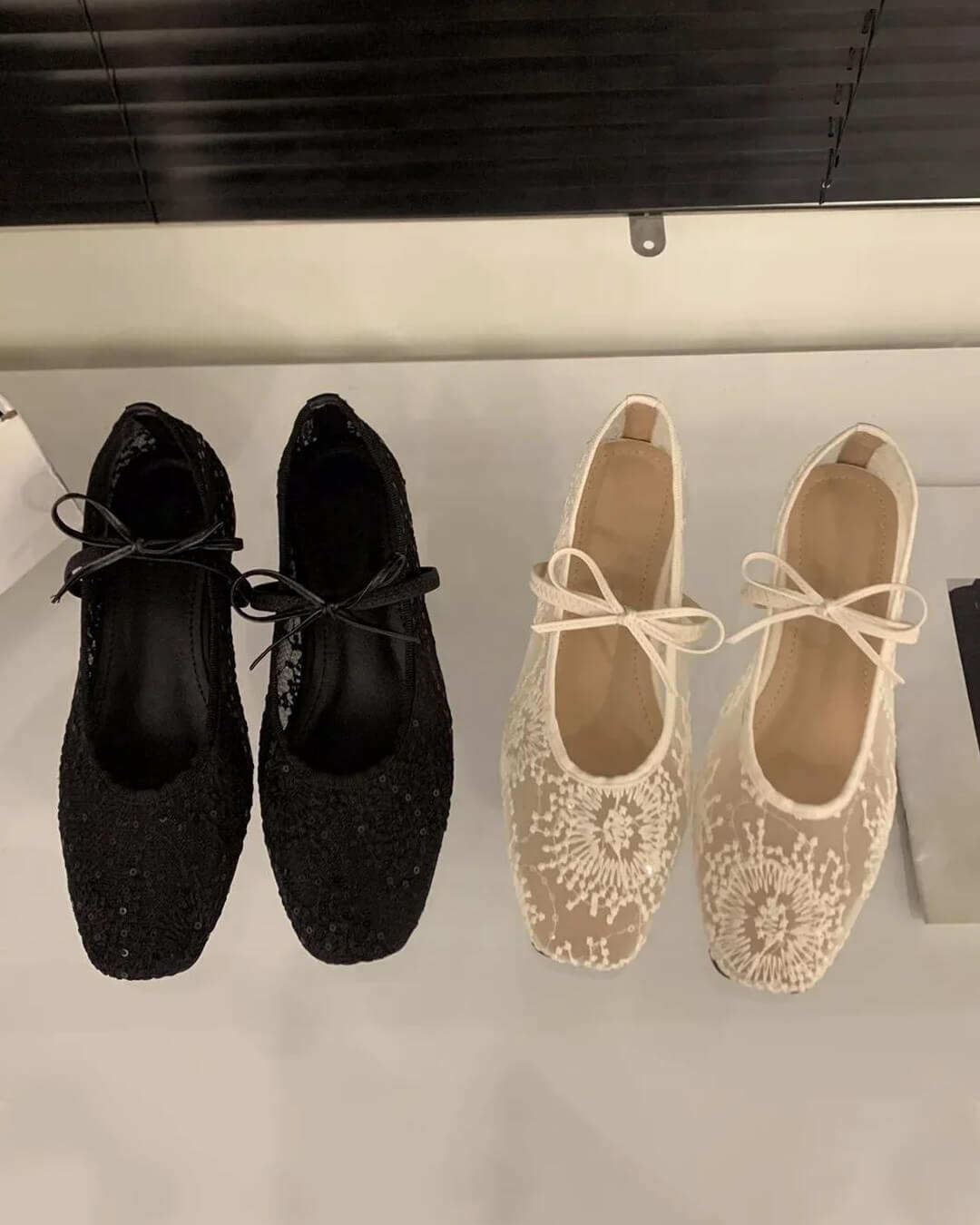 Women's Ballet Flats with Mesh Upper and Square Toe - 3