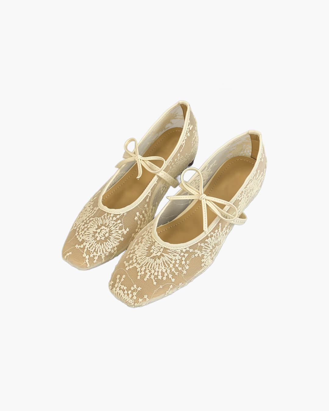 Women's Ballet Flats with Mesh Upper and Square Toe - 4
