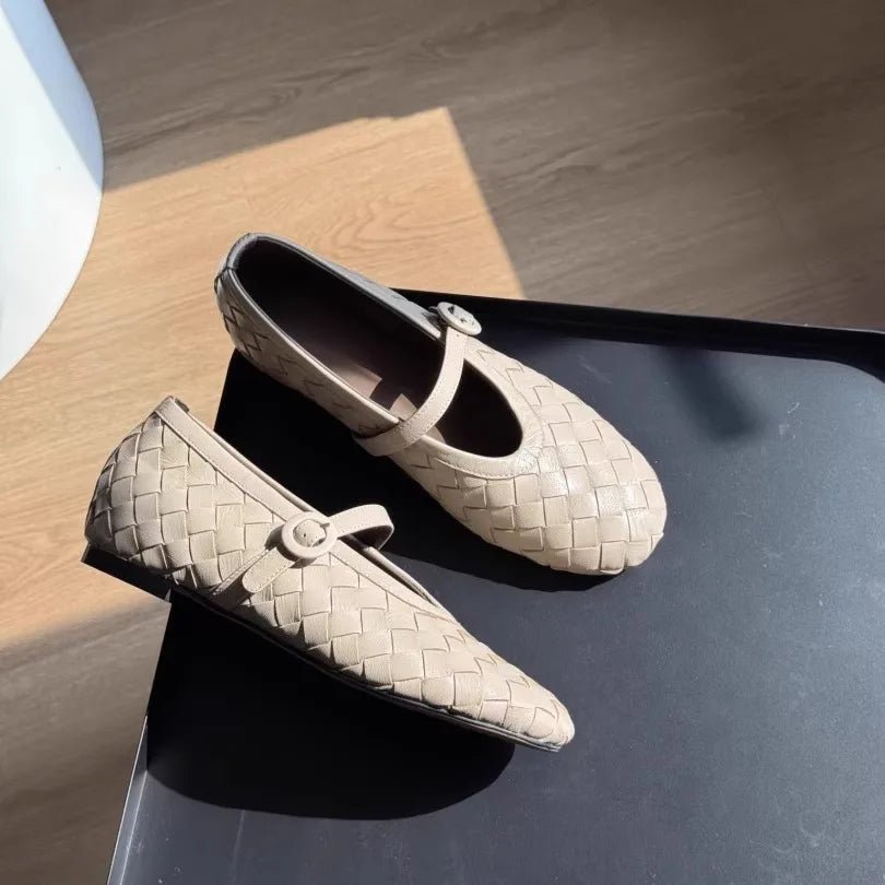 Women's Woven Mary Jane Flats with Bow Strap - 13