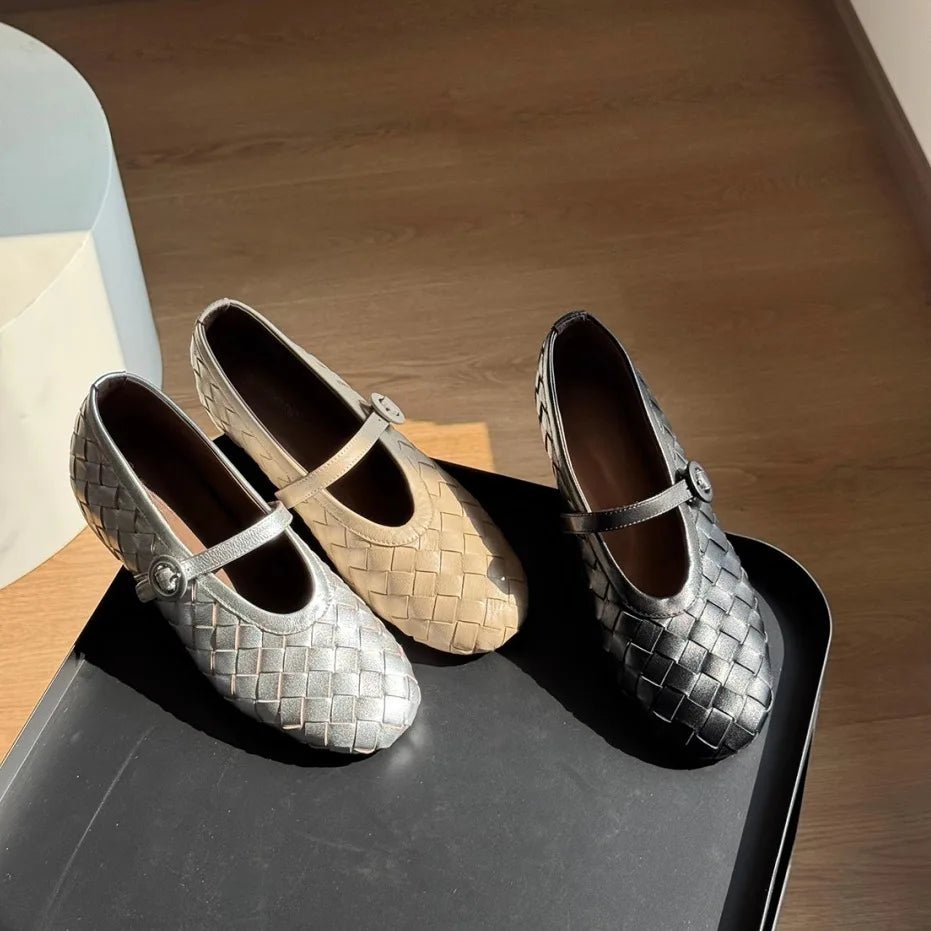 Women's Woven Mary Jane Flats with Bow Strap - 14
