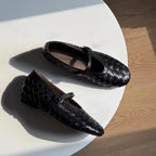 Women's Woven Mary Jane Flats with Bow Strap - 11
