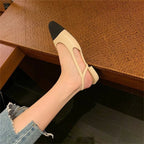 Women's Pointed Toe Slingback Flats with Two Tone Design - 6
