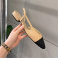 Women's Pointed Toe Slingback Flats with Two Tone Design - 4