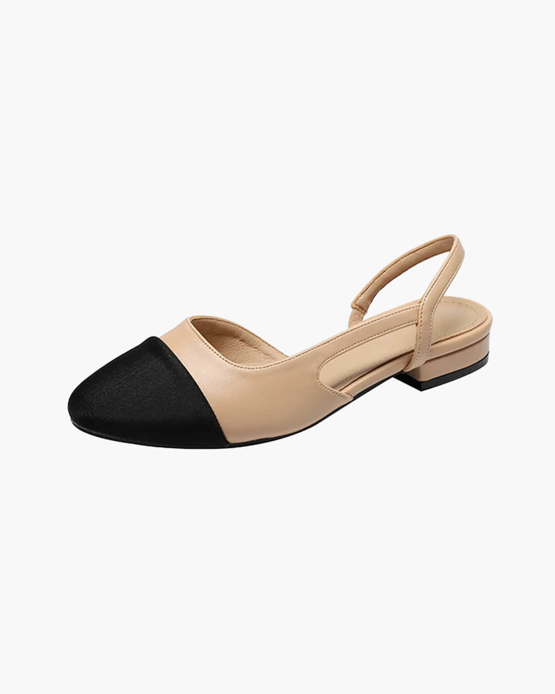 Women's Pointed Toe Slingback Flats with Two Tone Design - 2