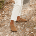 Women's Slip-On Sandals with Adjustable Buckle Strap - Brown