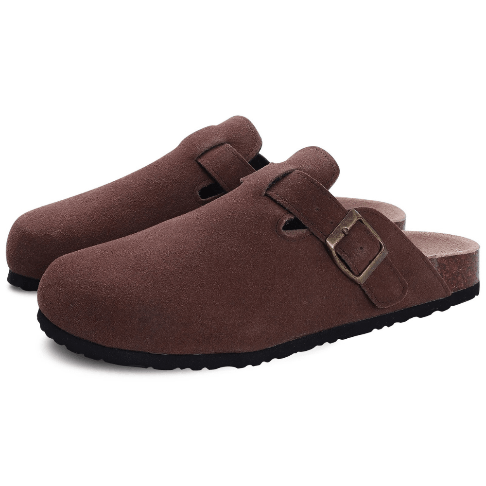 Women's Slip-On Sandals with Adjustable Buckle Strap - Red