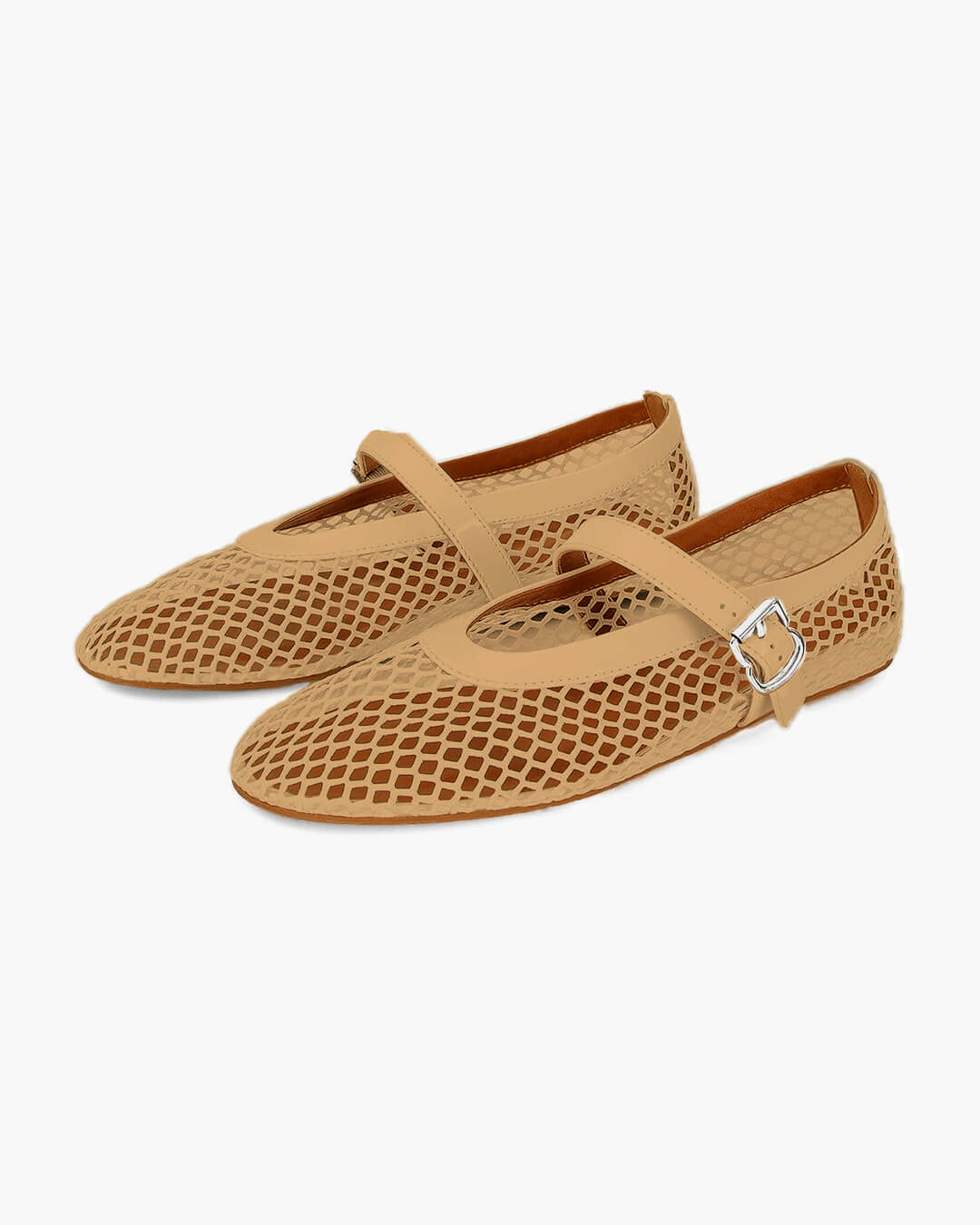 Women's Mesh Mary Jane Ballet Flats with Buckle Strap - 17