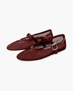 Women's Mesh Mary Jane Ballet Flats with Buckle Strap - 16