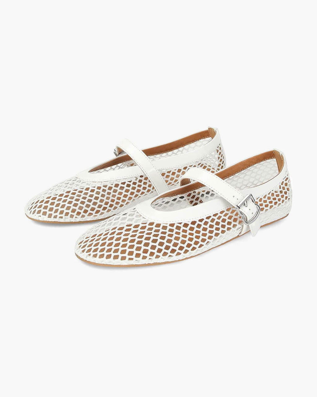 Women's Mesh Mary Jane Ballet Flats with Buckle Strap - 15