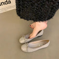 Women's Ballet Flats with Bow Detail and Cushioned Footbed - Grey