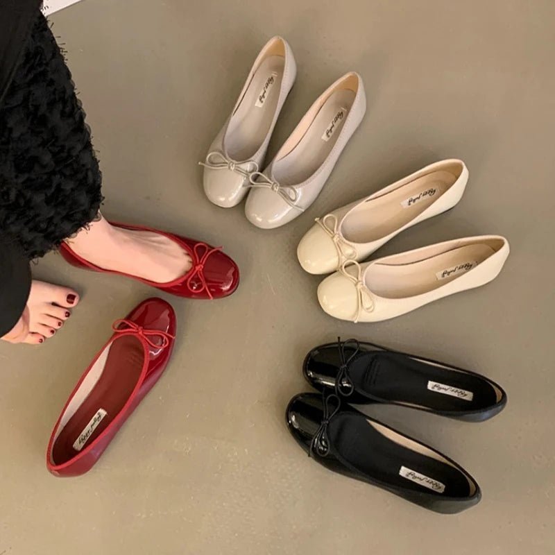 Women's Ballet Flats with Bow Detail and Cushioned Footbed - 12