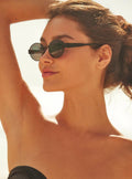 Sunglasses with Sculptural Metal Frame and Tinted Lenses - Black Frame, Dark Lenses