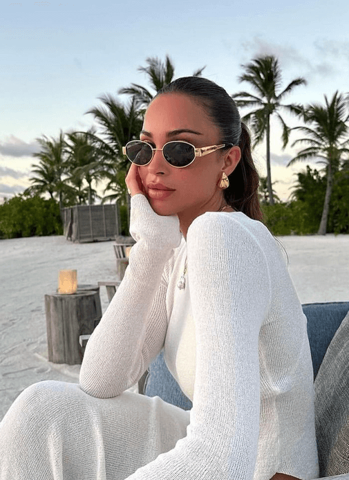 Sunglasses with Sculptural Metal Frame and Tinted Lenses - 8