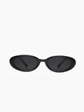 Women's Oval Sunglasses with Flat Profile and UV Protection - Black
