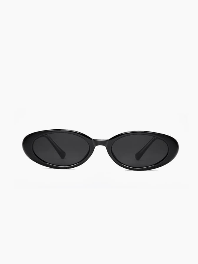 Women's Oval Sunglasses with Flat Profile and UV Protection - Black