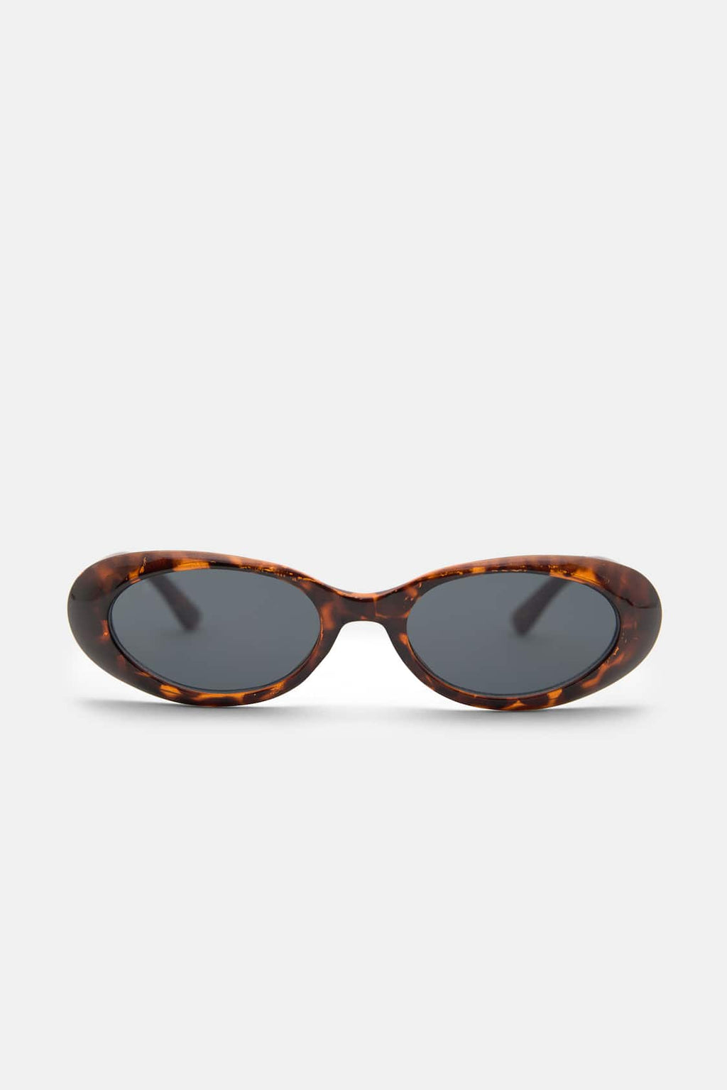 Women's Oval Sunglasses with Flat Profile and UV Protection - Tortoiseshell